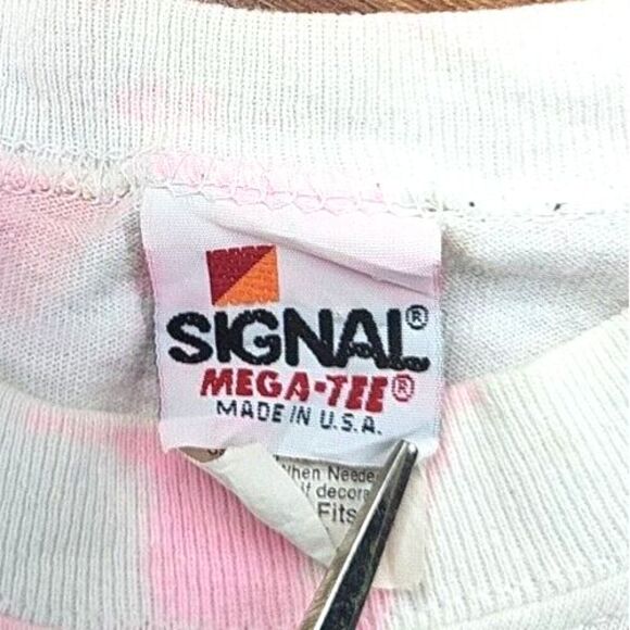 Vintage Signal Mega Tee Cropped Tie Dye Shirt Women's Neon Pink Yellow Crazy 90s - Picture 4 of 10